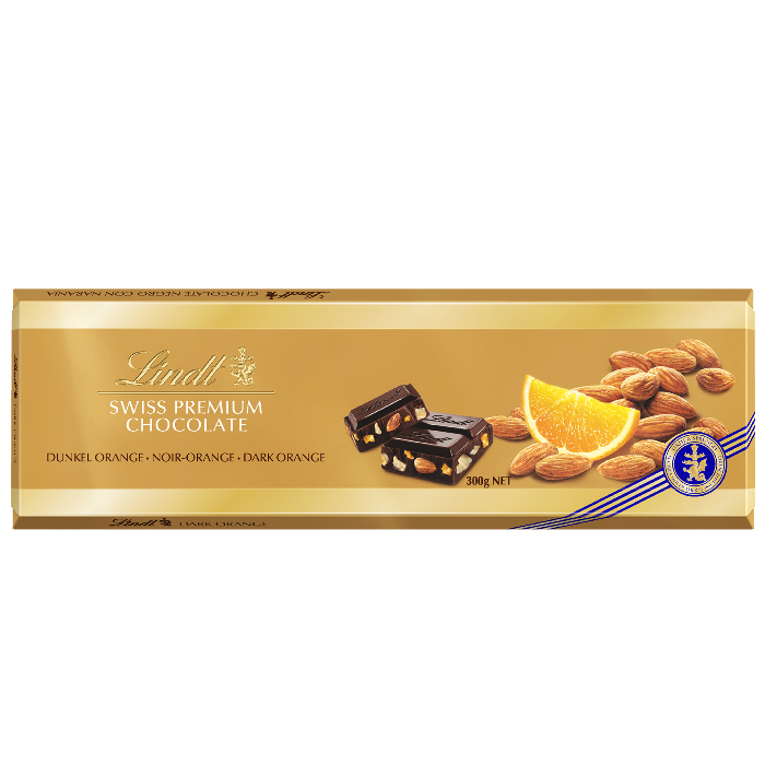 Lindt 400007 шоколад Голд Горький с Апельс и Миндал 300г(10)_0