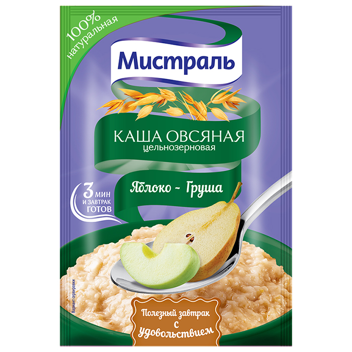 Каша овсяная Мистраль Яблоко-Груша 40г (25)_0