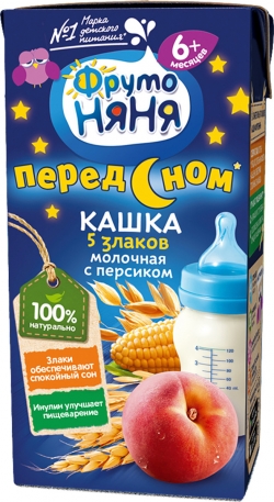 ФрутоНяня Каша Молочная 5 злаков/ Персик 0,2л (12)
