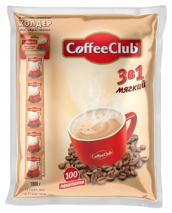 Coffee Club Напиток кофейный  растворимый 3в1 Мягкий 18г х100штв/у