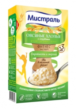 Хлопья МИСТРАЛЬ Овсяные с отрубями 400 г NEW